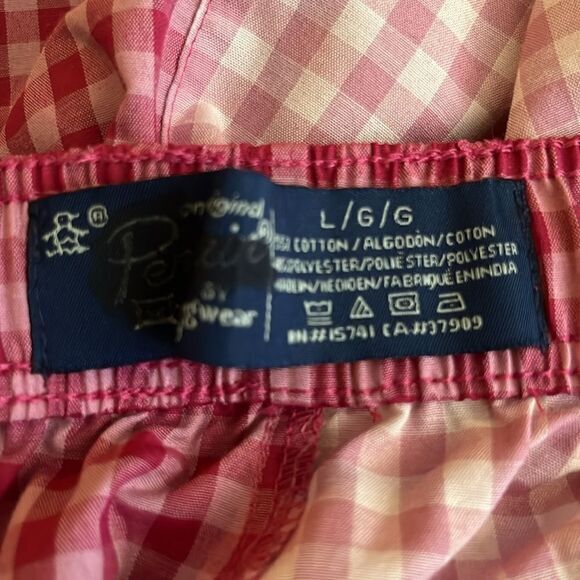 Penguin‎ Original Shorts Size Large Gingham Checked Sangria Pockets Drawstring - Picture 7 of 8
